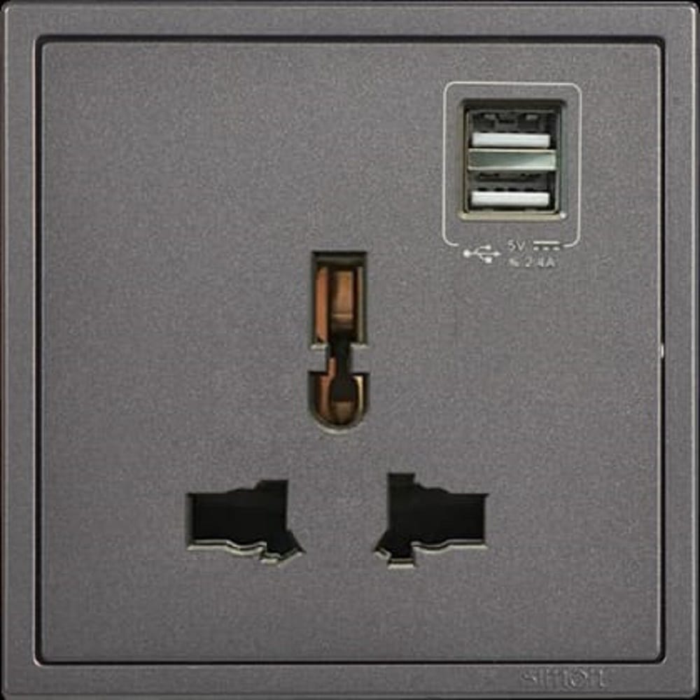 13A UNIVERSAL WITH 2USB SOCKET H70E725 SIMON BLACK