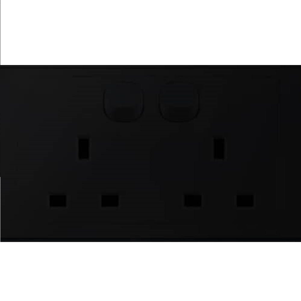 SIMON 13A 2 GANG 1 WAY SWITCH SOCKET 724583/582 BLACK