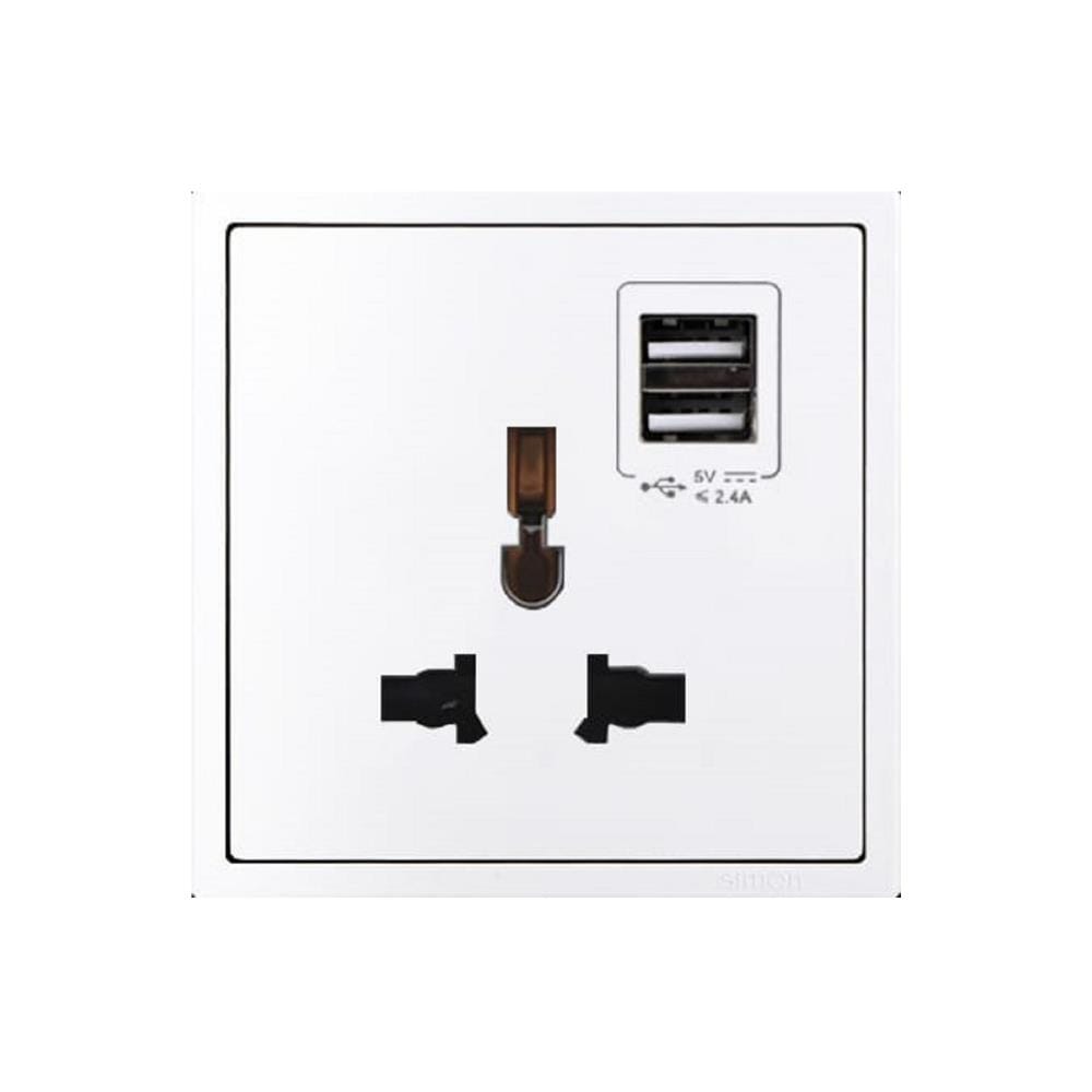 13A UNIVERSAL WITH 2USB SOCKET SIMON H70E725 WHITE