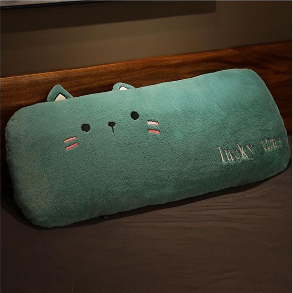 HLS PLUSH CUSHION CAT 60CM GREEN