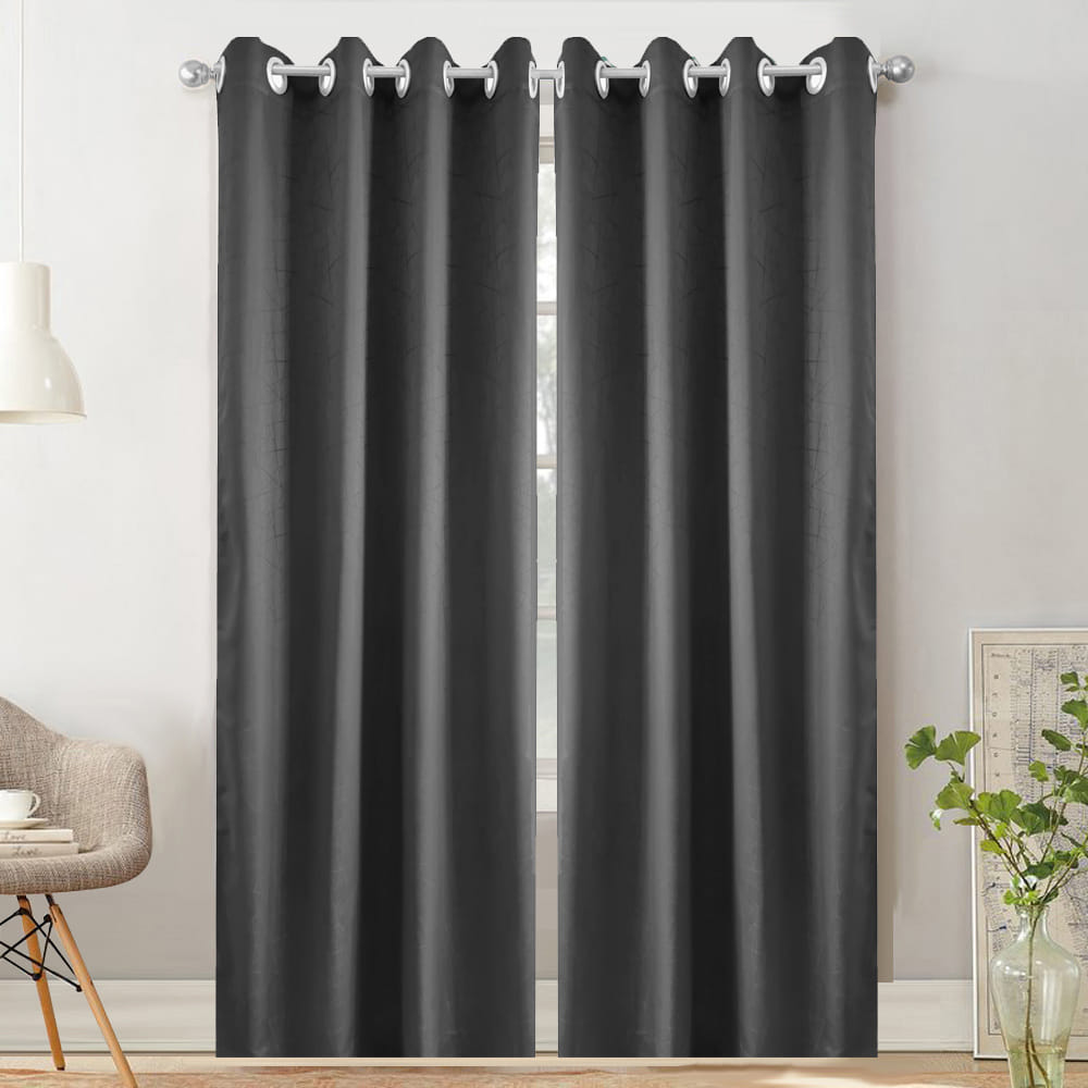 HOME LIVING STYLE DIM OUT CURTAIN EYELET LILY 140X220CM DARK GRAY