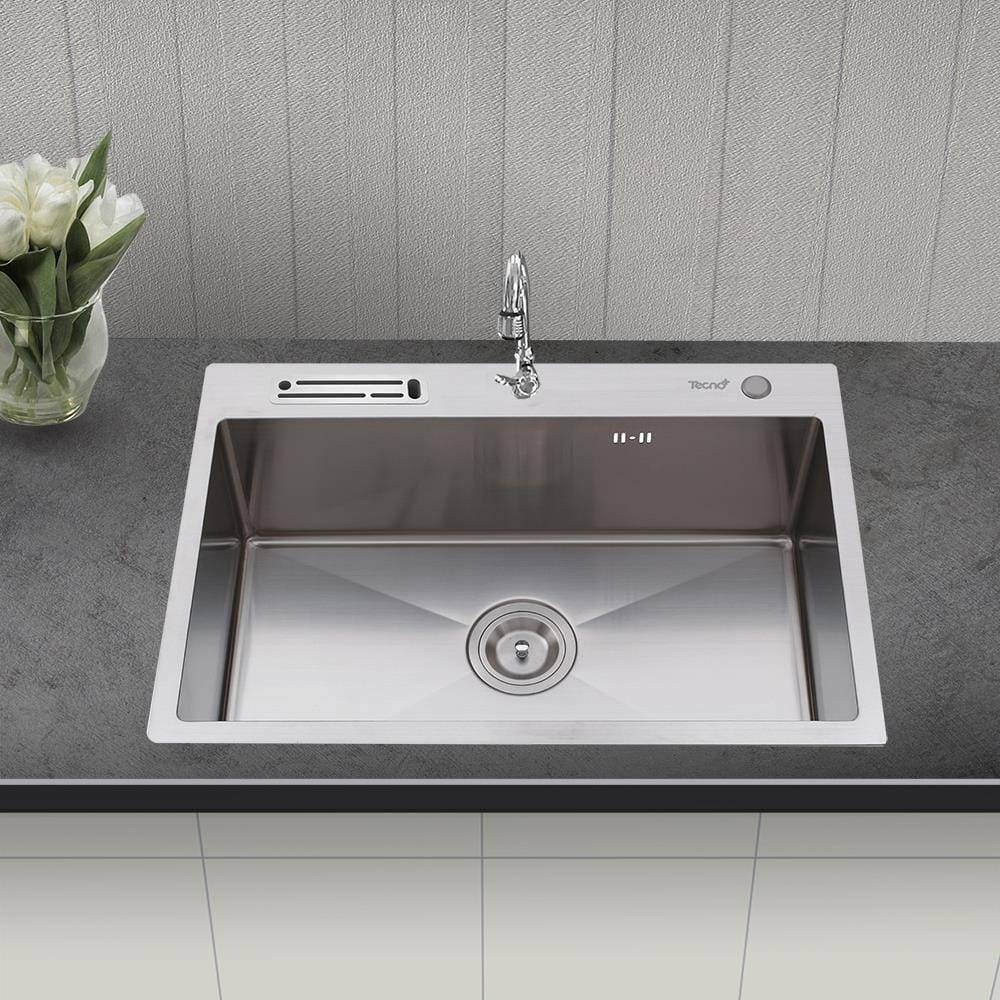 TECNOPLUS WORKSTATION TOP MOUNT SINK 10082 QS.03 STAINLESS STEEL 1BOWL 80CM