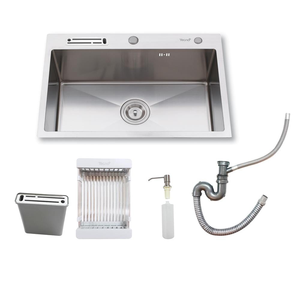 TECNOPLUS WORKSTATION TOP MOUNT SINK 10082 QS.03 STAINLESS STEEL 1BOWL 80CM