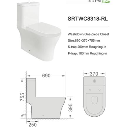 SORENTO 1P TOILET SRTWC8318-RL 3/6L WHITE H75.50XW69XD37 CM