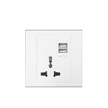 13A UNIVERSAL WITH 2USB SOCKET 306725 WHITE SIMON
