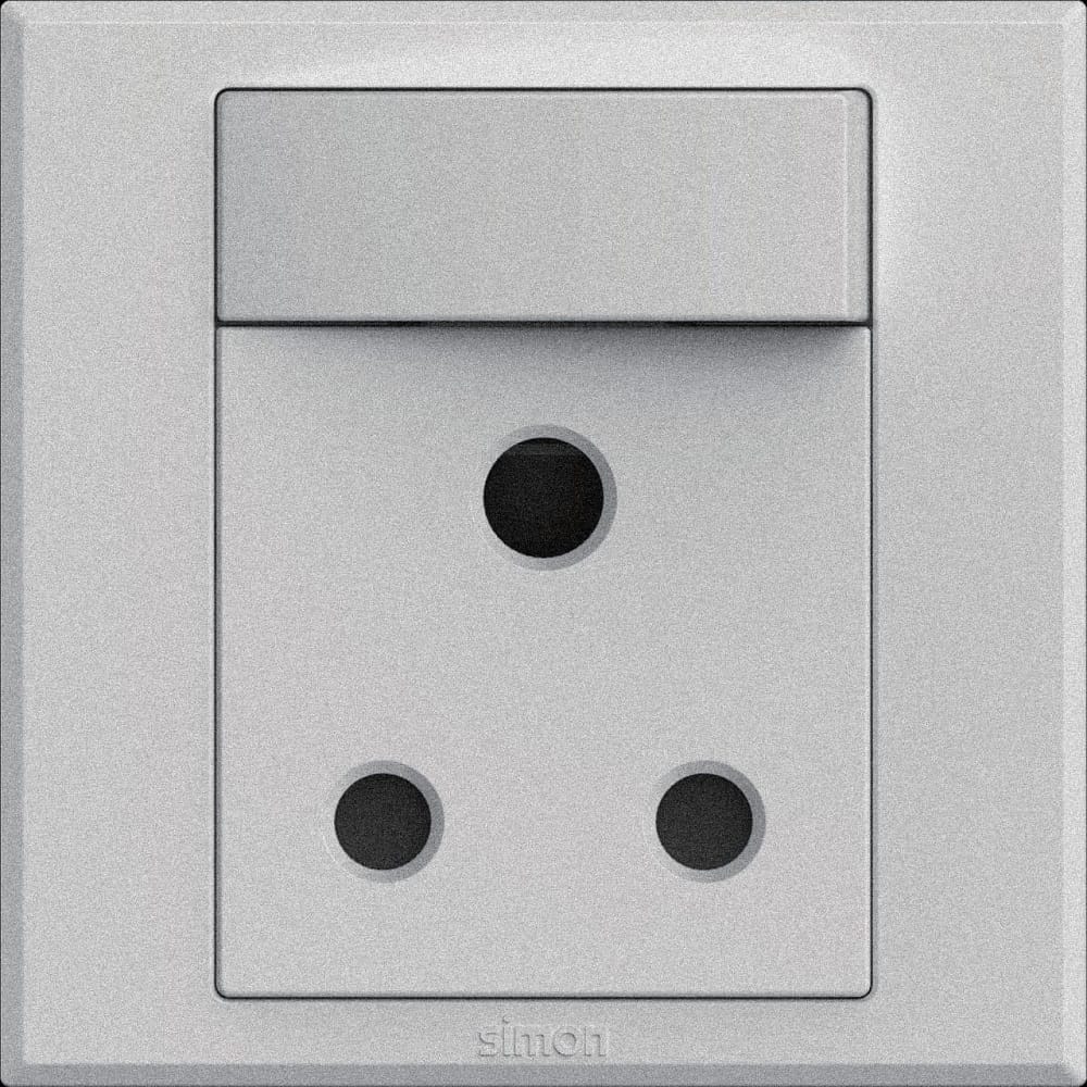 15A 1 GANG ROUND PIN SOCKET SIMON 301582 SILVER