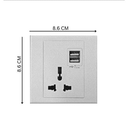 13A SINGLE SOCKET UNIVERSAL WITH 2USB SIMON 306725 SILVER