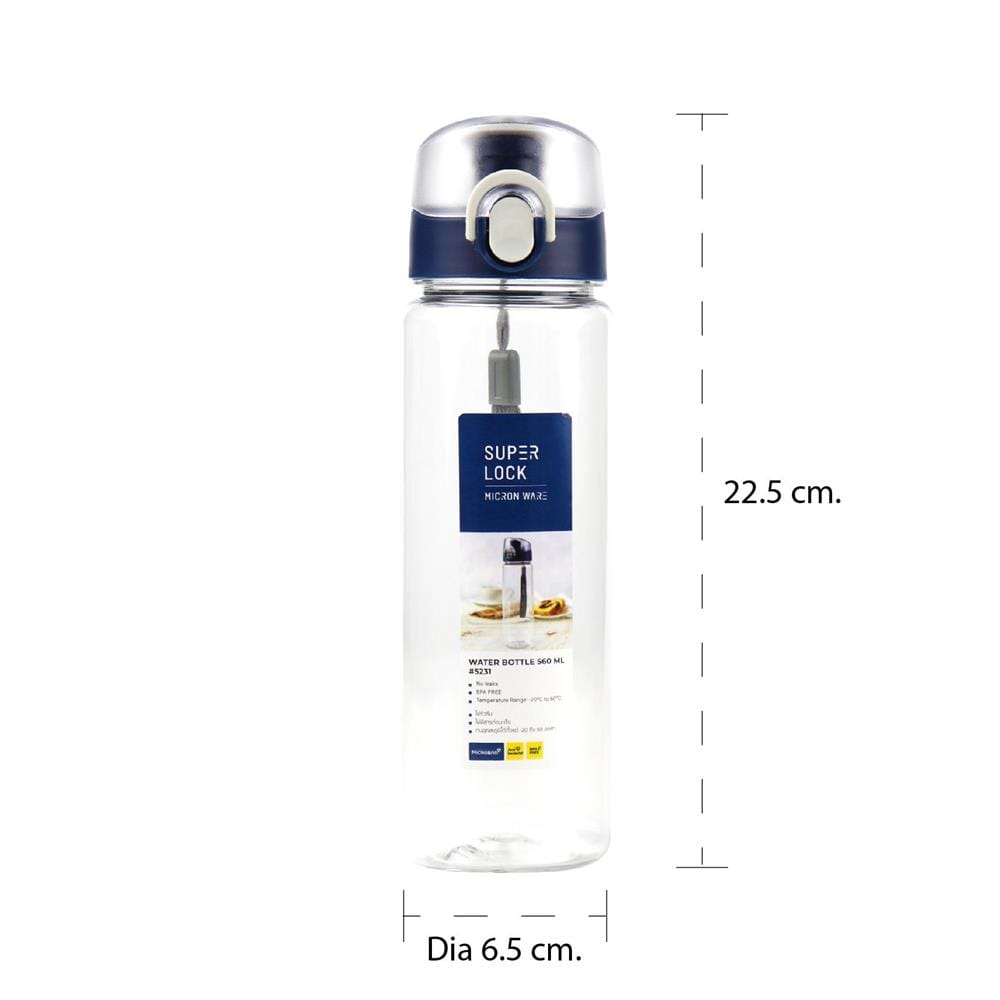 WATER BOTTLE TRITAN SUPER LOCK 560ML BLUE