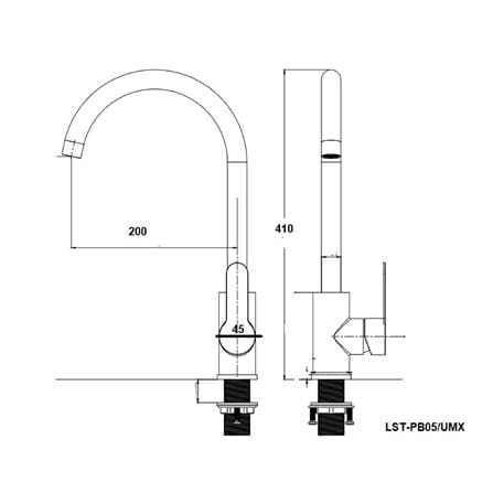 LIVINOX SINK MIXER FAUCET LST-PB05/UMX STAINLESS STEEL BLACK