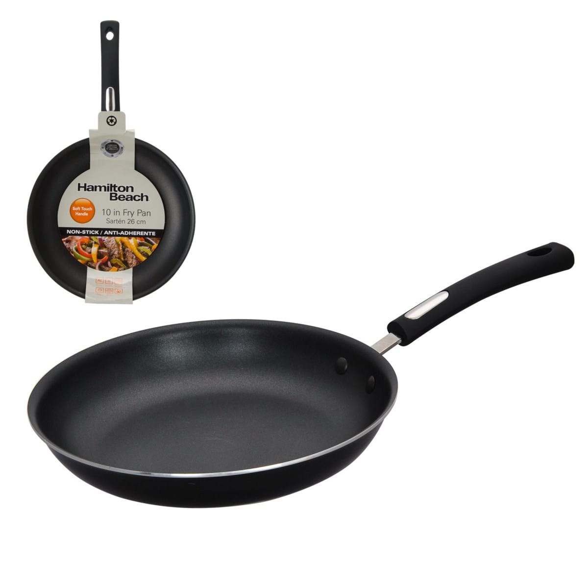 HAMILTON BEACH ELEGANCE BLACK ALUMINUM FRY PAN 10IN (26CM), BLACK NON-STICK COATING