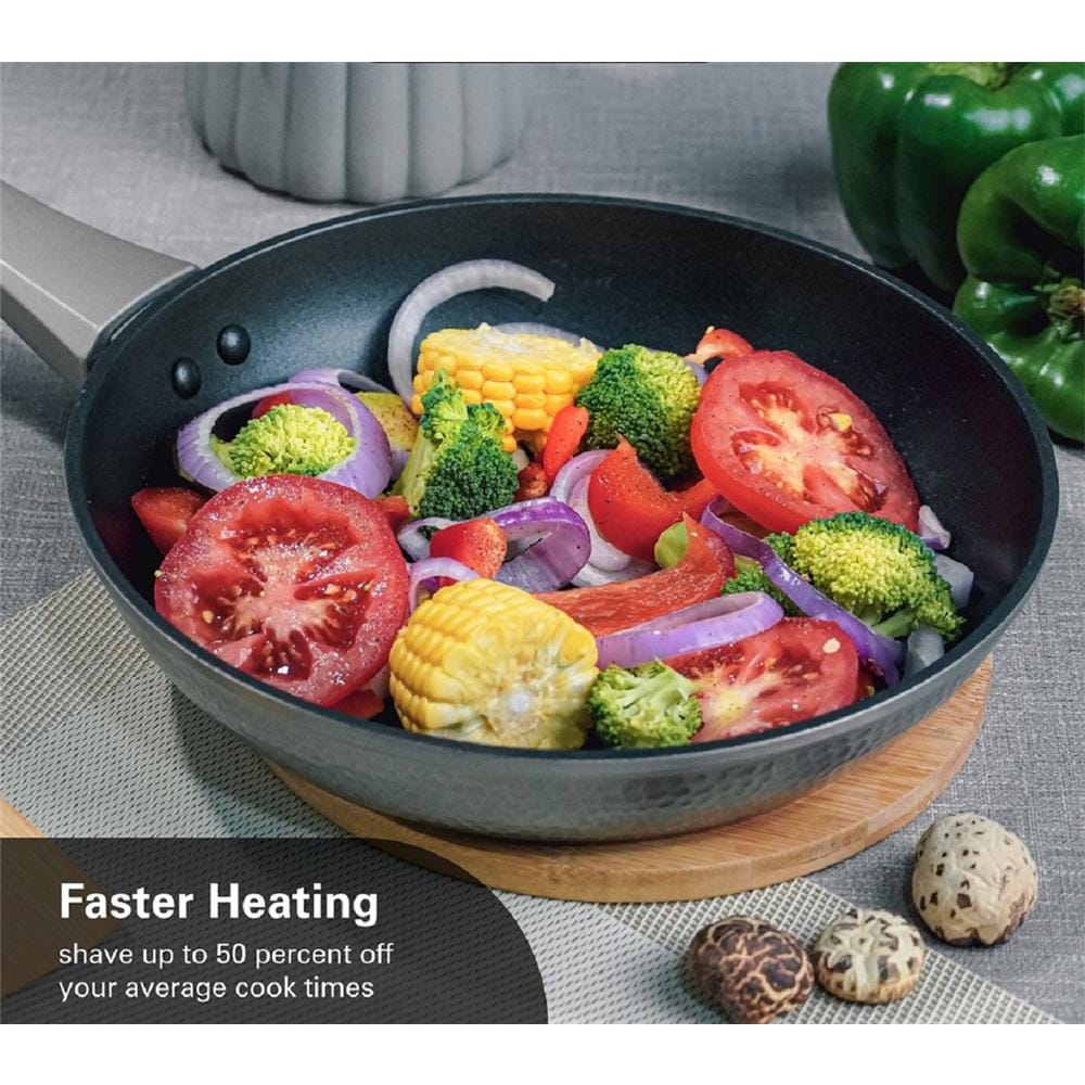 HAMILTON BEACH HAMMERED FORGED ALUMINUM FRY PAN 9.5IN (24CM), NON-STICK COATING