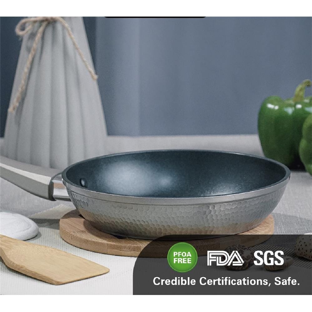 HAMILTON BEACH HAMMERED FORGED ALUMINUM FRY PAN 9.5IN (24CM), NON-STICK COATING