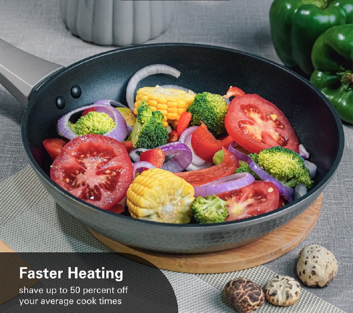 HAMILTON BEACH HAMMERED FORGED ALUMINUM FRY PAN 9.5IN (24CM), NON-STICK COATING