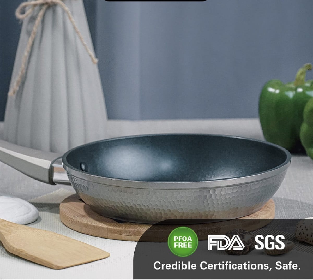 HAMILTON BEACH HAMMERED FORGED ALUMINUM FRY PAN 9.5IN (24CM), NON-STICK COATING