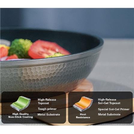 HAMILTON BEACH HAMMERED FORGED ALUMINUM FRY PAN 9.5IN (24CM), NON-STICK COATING
