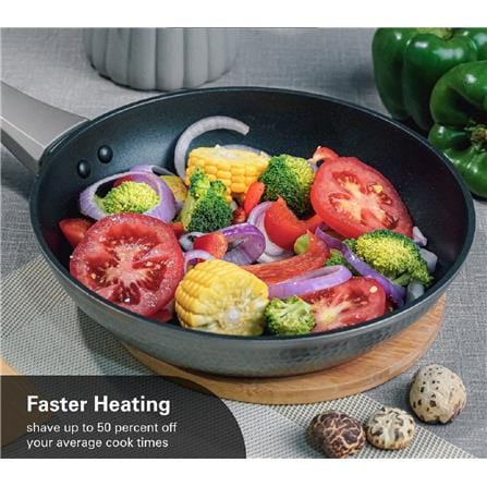 HAMILTON BEACH HAMMERED FORGED ALUMINUM FRY PAN 9.5IN (24CM), NON-STICK COATING