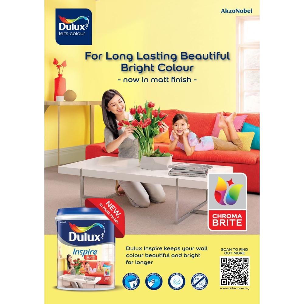 DULUX INSPIRE MATT 5L BASE C INTERIOR PAINT