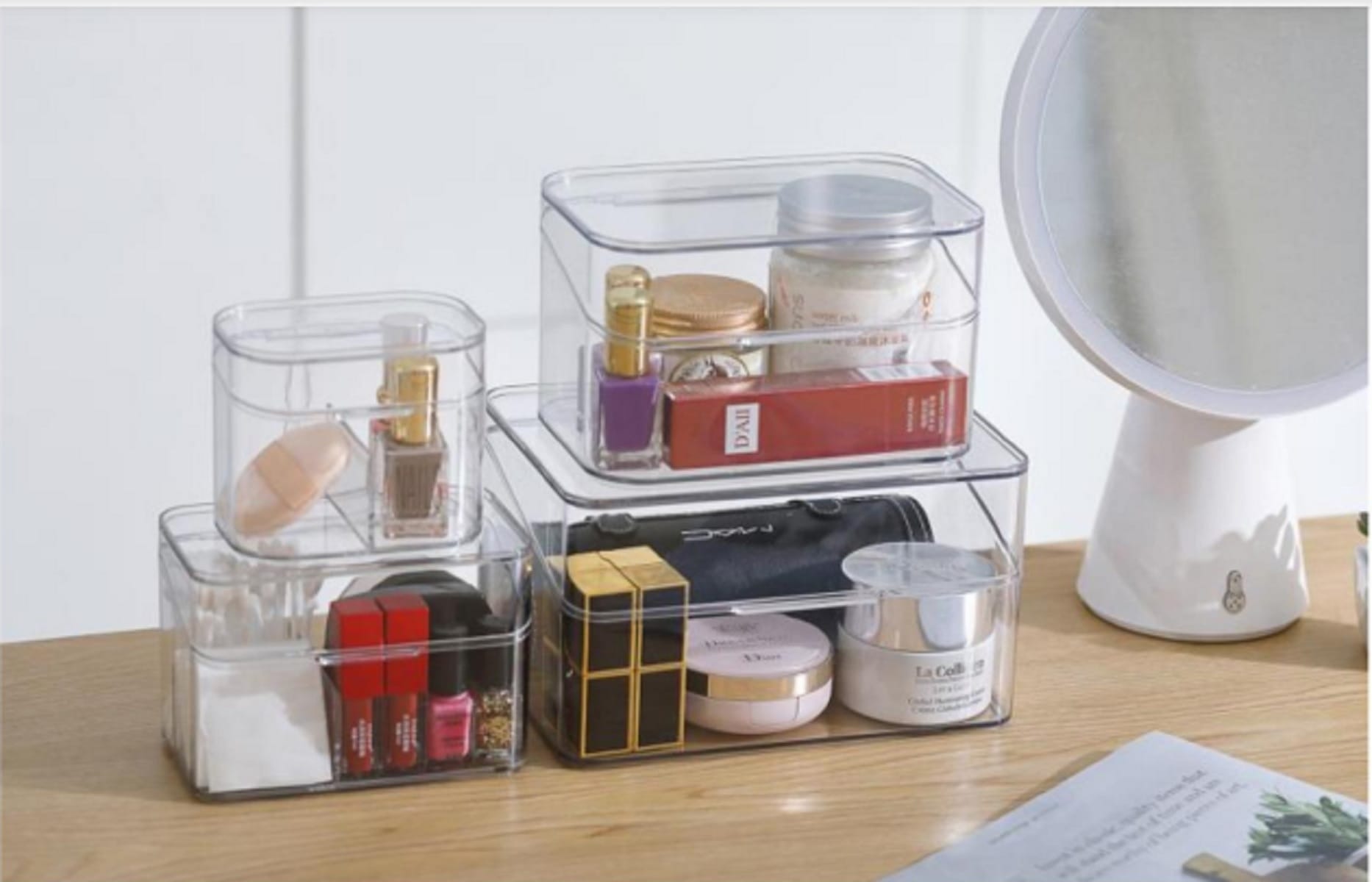 SMALL COSMETIC BOX 10.7X7.7X9.1CM CLEAR STACKO