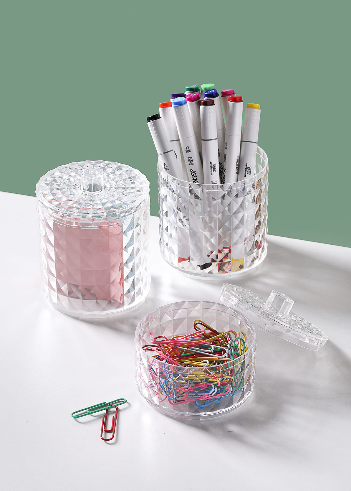 2TIER ROUND COSMETIC STORAGE WITH LID 10.2X17.1CM CLEAR STACKO