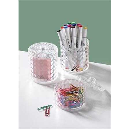 2TIER ROUND COSMETIC STORAGE WITH LID 10.2X17.1CM CLEAR STACKO
