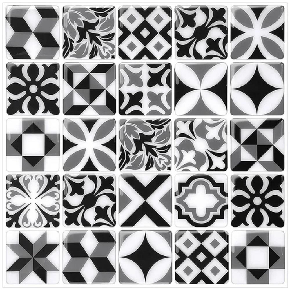 TARA PEEL&STICK VINYL STICKER 30X30 BLACK MOROCCO 2S