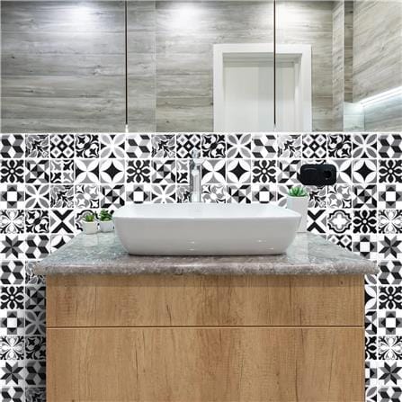TARA PEEL&STICK VINYL STICKER 30X30 BLACK MOROCCO 2S