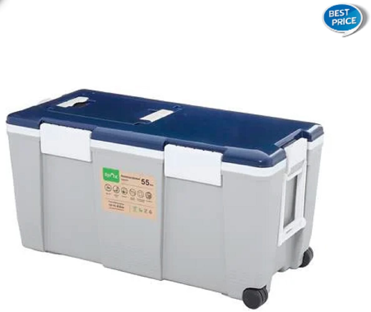 SPRING COOLER WITH WHEEL 55L AG550 GREY BLUE