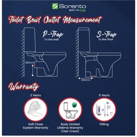 SORENTO 1P TOILET SRTWC8329-RL-S 3/6L WHITE (H70.30XW41XD73 CM)