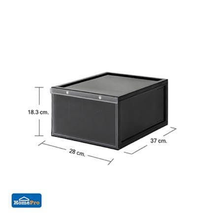 SHOE BOX STACKO MAGNETIC LOCK 28X37X18.3CM BLACK