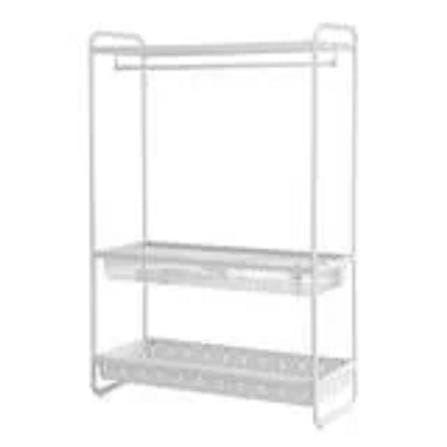 CLOTHES RACK PLIM 2 SHELF 90X45X175CM WHITE