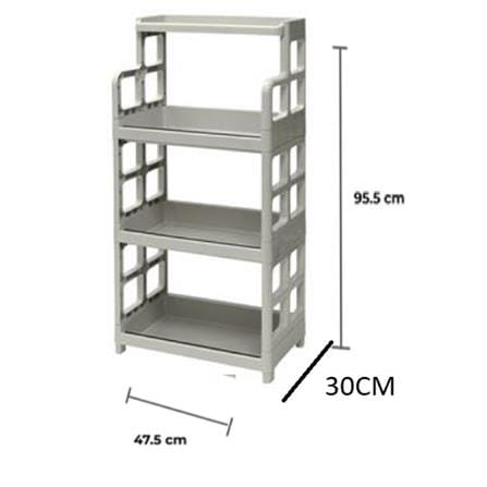 4-TIER PLASTIC SHELVES 48X30X97CM LG GREY