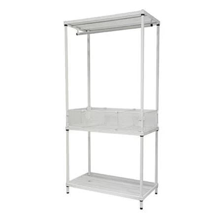 CLOTHES RACK WITH SHELF AND STORAGE PLIM 90X45X180CM WHITE