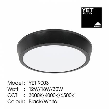 YETPLUS LED SURFACE DOWNLIGHT 9003 12W 6500K BLACK ROUND