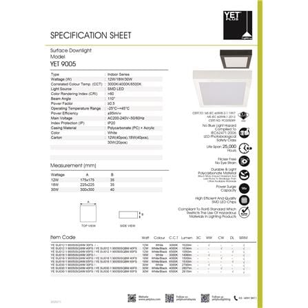 YETPLUS LED SURFACE DOWNLIGHT 9005 12W 6500K BLACK SQUARE