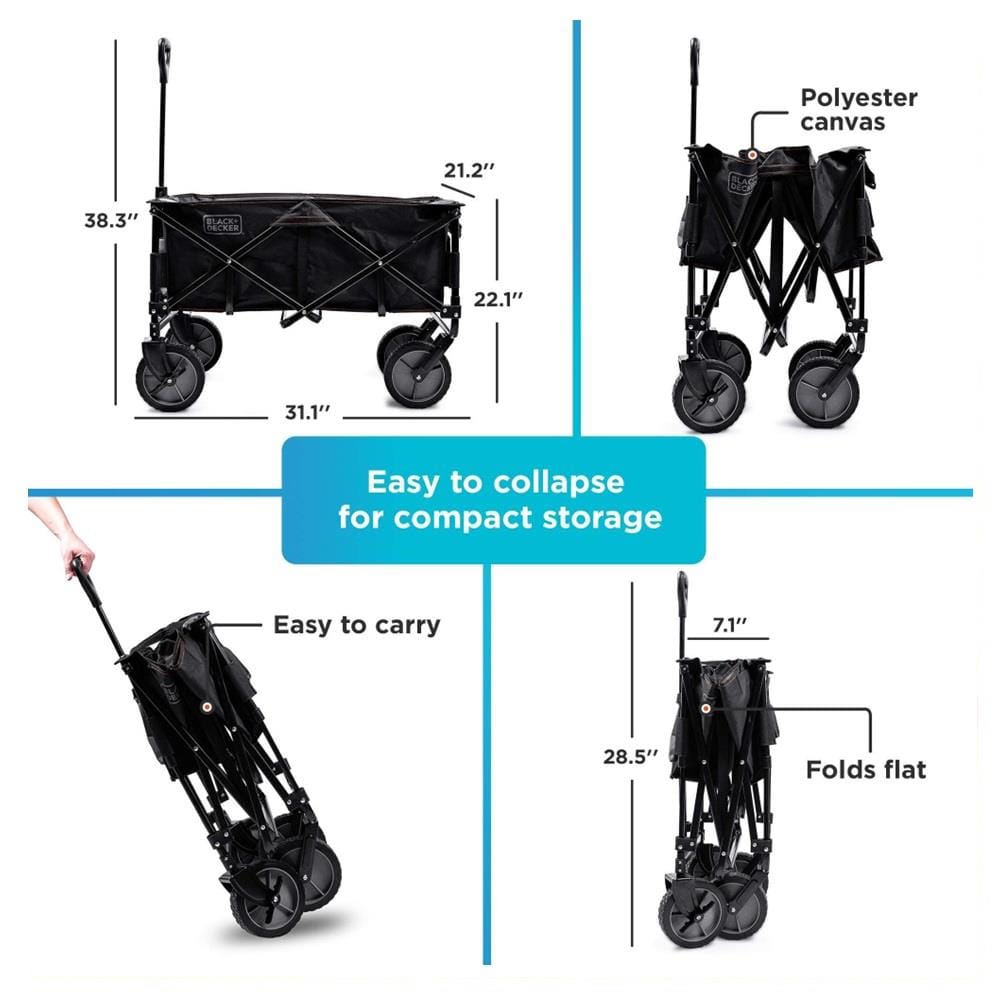 BLACK & DECKER COLLAPSIBLE WAGON CART BDCWBK01-XJ 80KG &ndash; BLACK