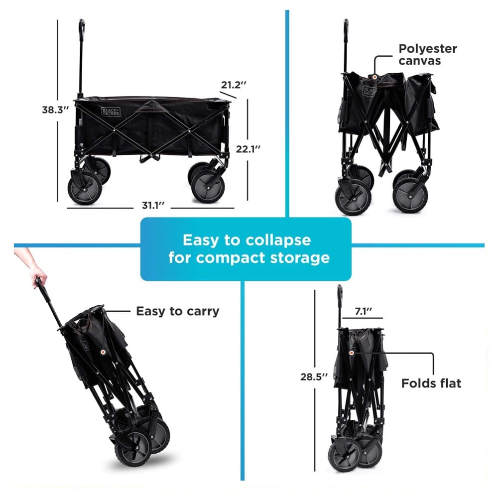 BLACK & DECKER COLLAPSIBLE WAGON CART BDCWBK01-XJ 80KG &ndash; BLACK