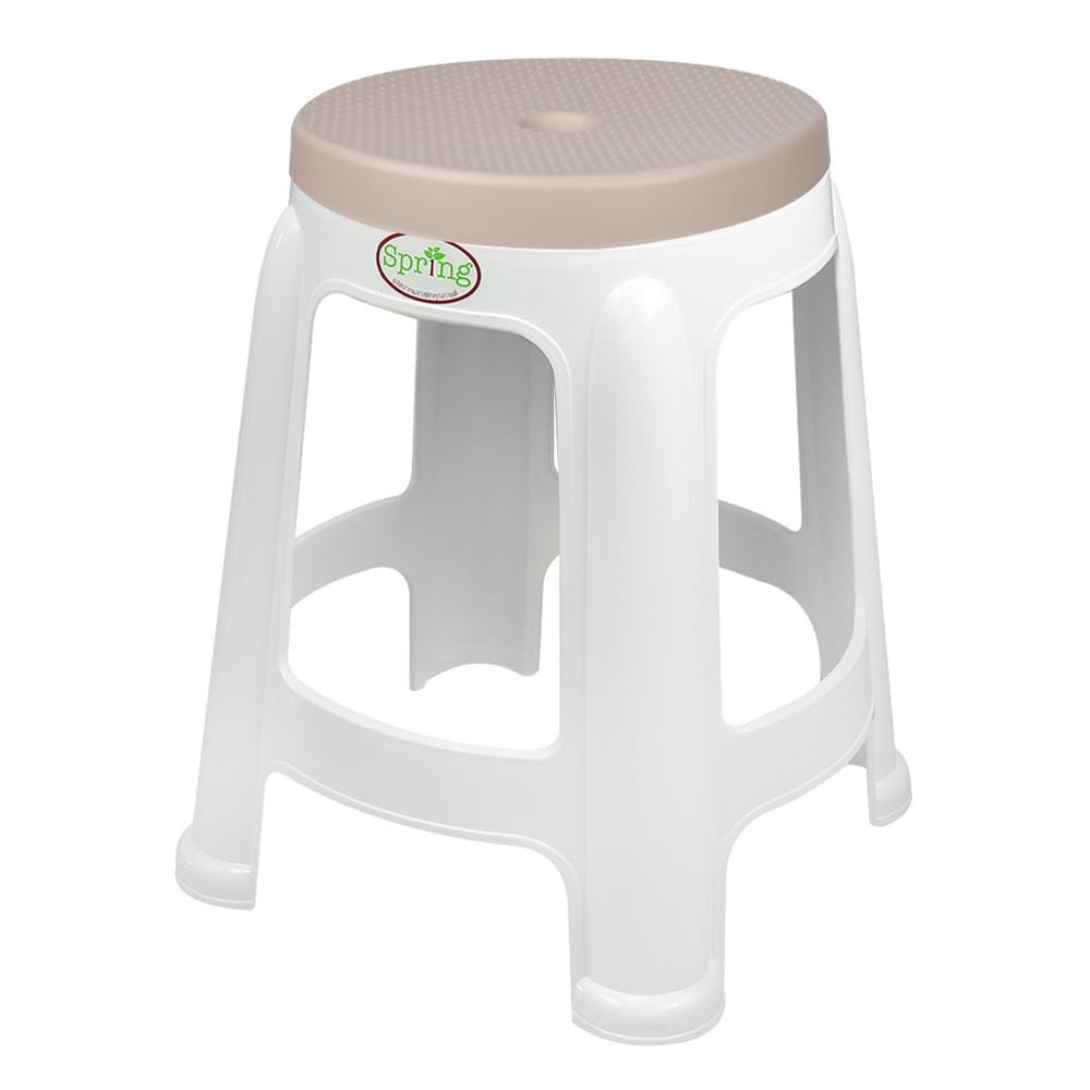 SPRING PLASTIC STOOL  BEST CHAIR WHITE/BROWN