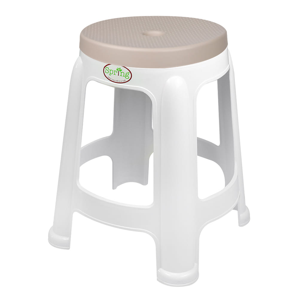 SPRING PLASTIC STOOL  BEST CHAIR WHITE/BROWN