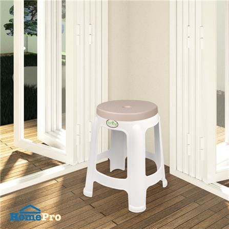 SPRING PLASTIC STOOL  BEST CHAIR WHITE/BROWN