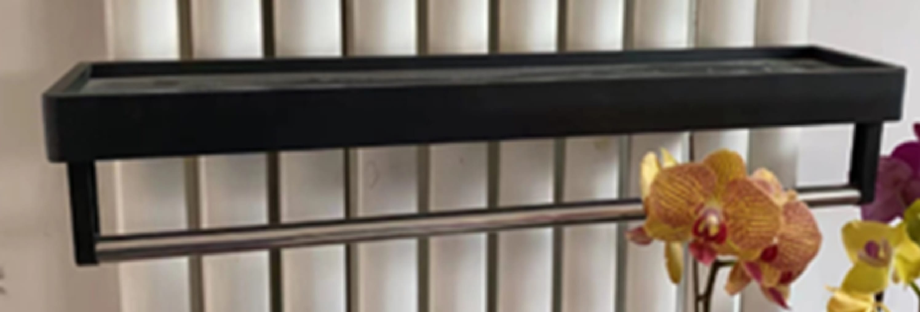 MOYA METAL EDGED SHELF WITH TOWEL BAR JY0406 BLACK H4XW50XD12 CM