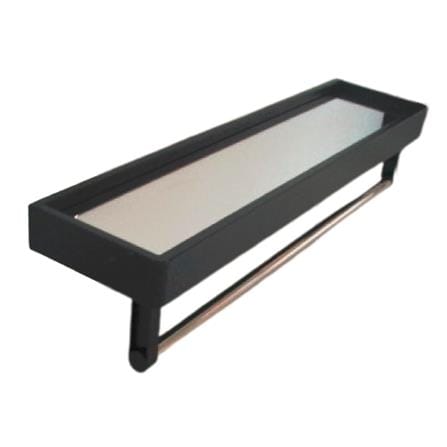 MOYA METAL EDGED SHELF WITH TOWEL BAR JY0406 BLACK H4XW50XD12 CM