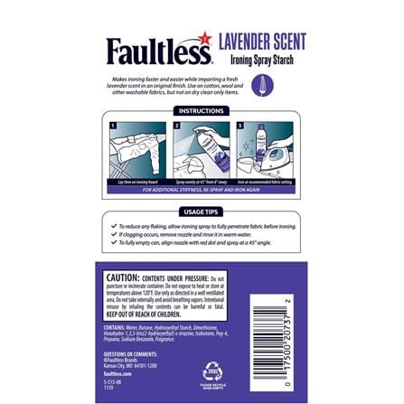 FAULTLESS LAVENDER SCENT IRONING SPRAY STARCH 567G