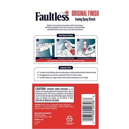 FAULTLESS ORIGINAL FINISH IRONING SPRAY STARCH 567G