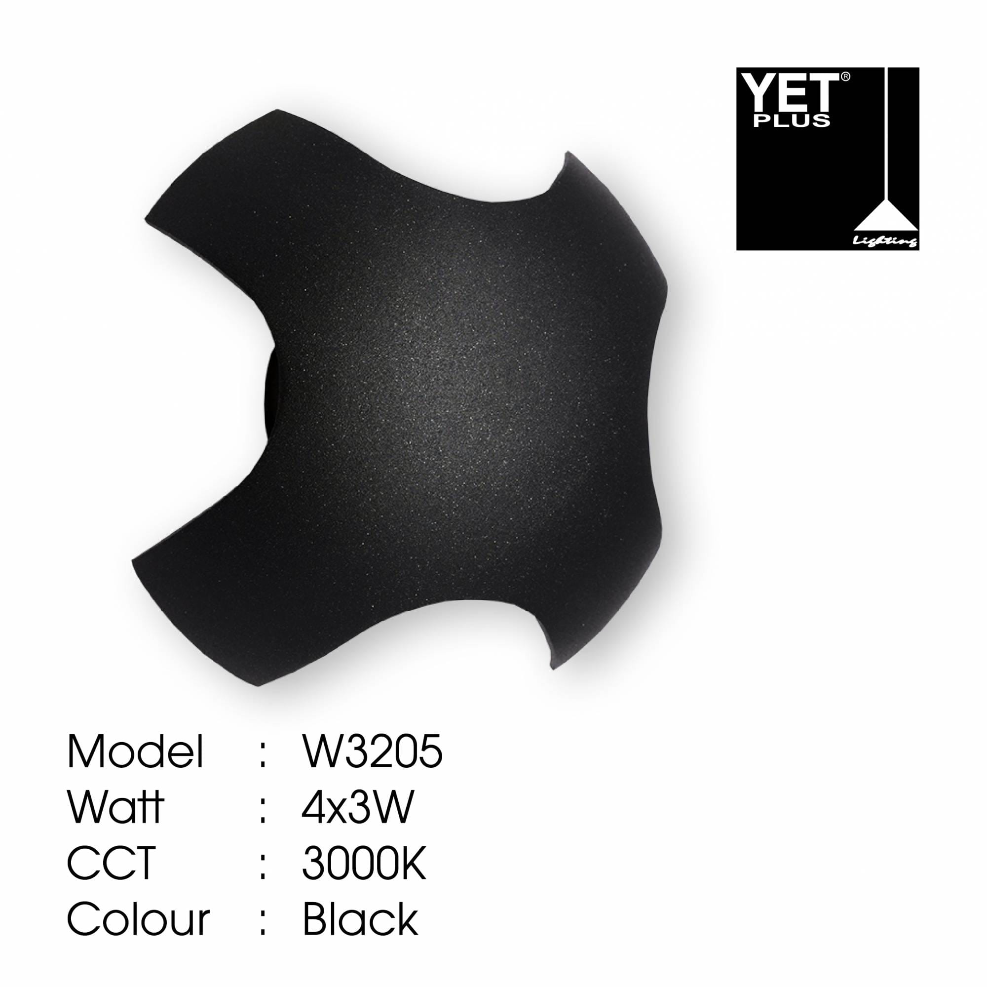 YETPLUS WALL OUTDOOR W3205 4X3W WARM WHITE (3000K)