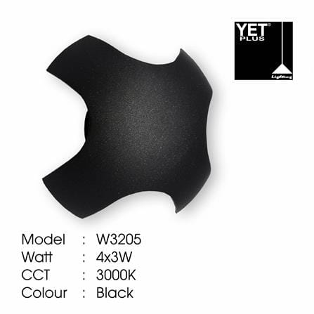 YETPLUS WALL OUTDOOR W3205 4X3W WARM WHITE (3000K)