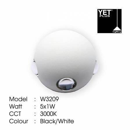 YETPLUS WALL OUTDOOR W3209 5X1W WARM WHITE (3000K)