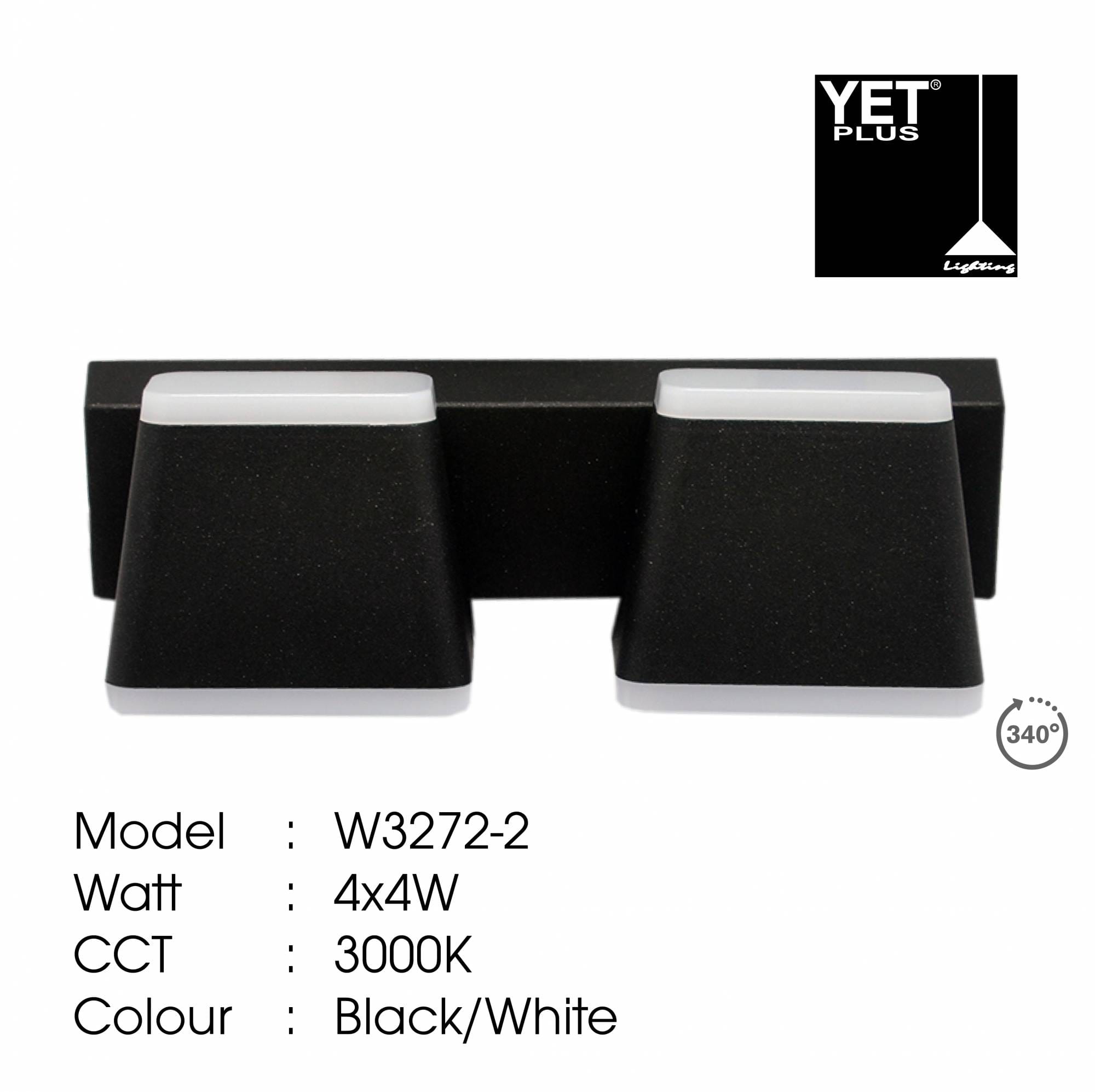 YETPLUS WALL OUTDOOR W3272-2 4X4W WARM WHITE (3000K)