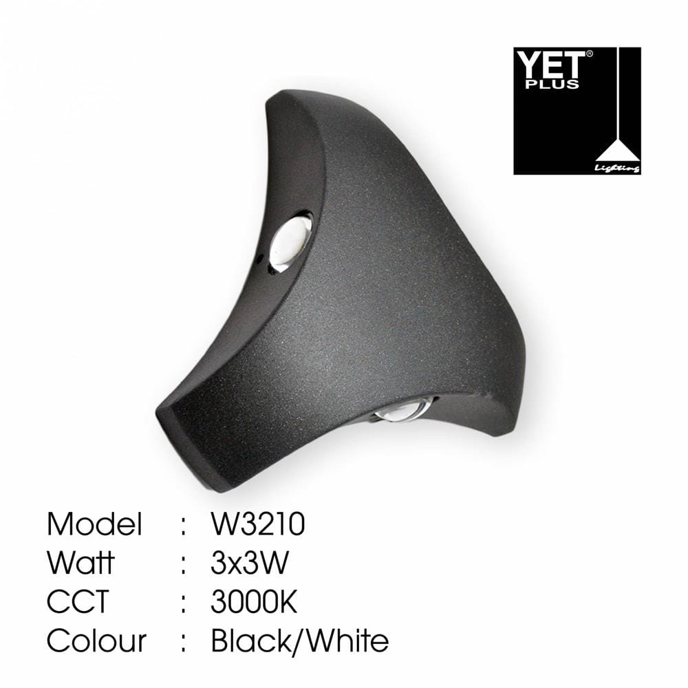 YETPLUS WALL OUTDOOR W3210 3X3W WARM WHITE (3000K)