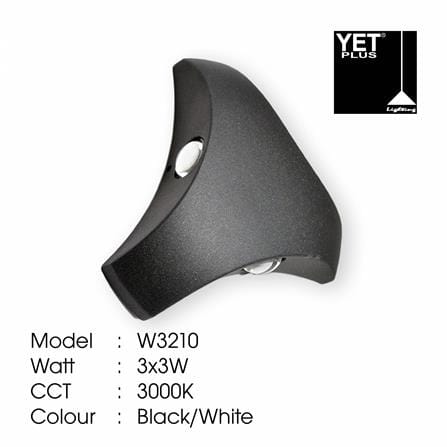 YETPLUS WALL OUTDOOR W3210 3X3W WARM WHITE (3000K)