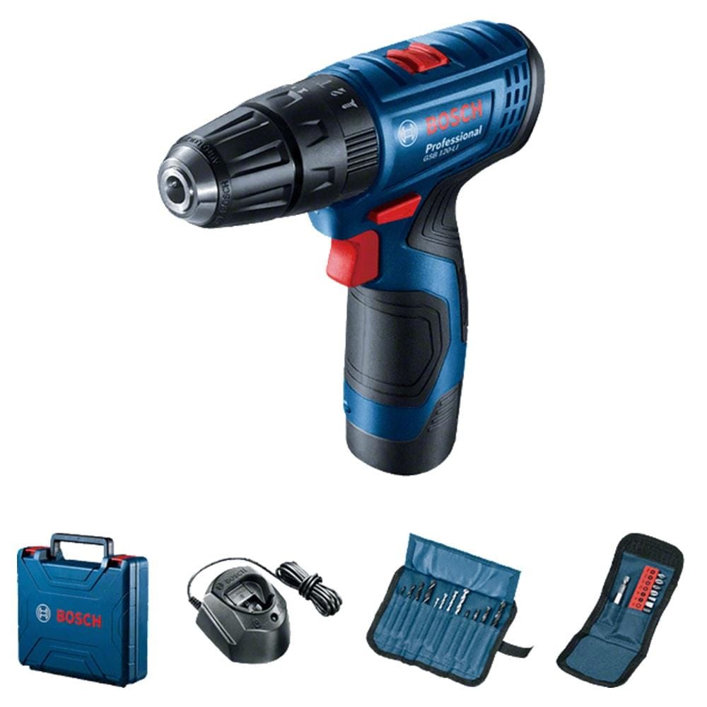 BOSCH 12V CORDLESS IMPACT DRILL (BATTERY INCLUDED) GSB120-LI + 23 ACCESSORIES